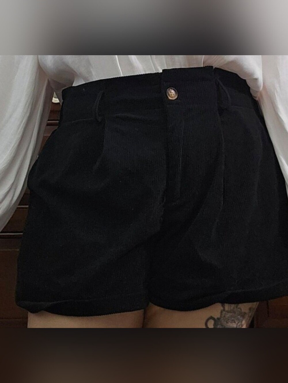 SHEIN Black Corduroy Shorts
